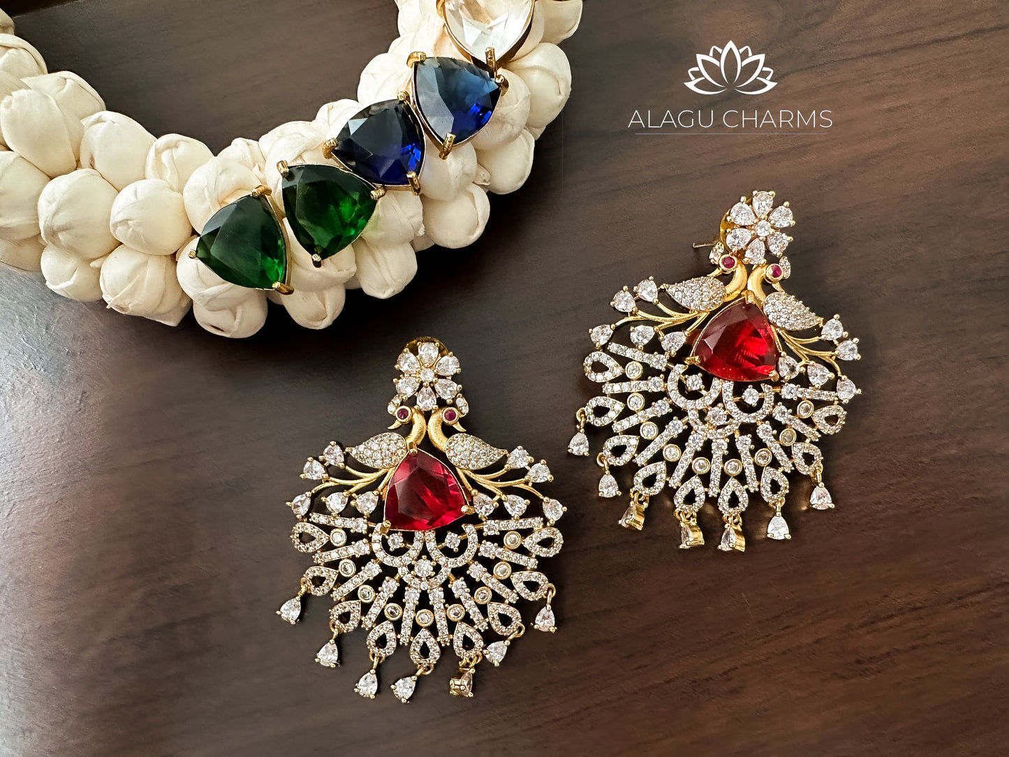 Milani- Peacock Earrings with Exchangeable Stones