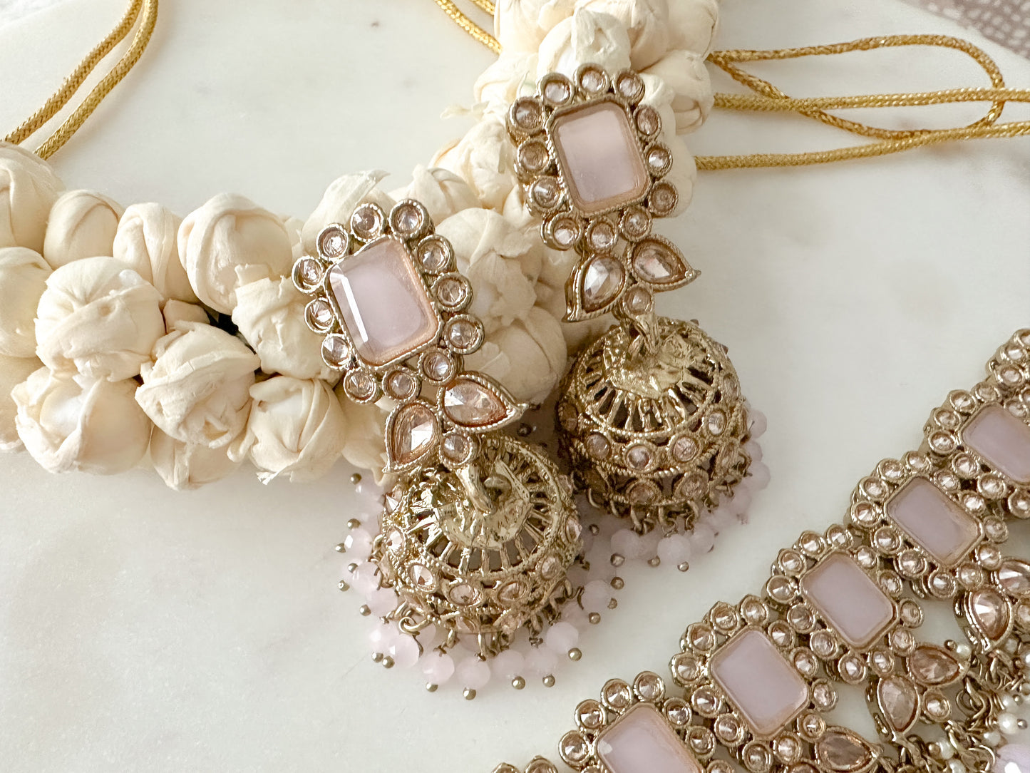 Abisha- Polki Choker Set (light pink)