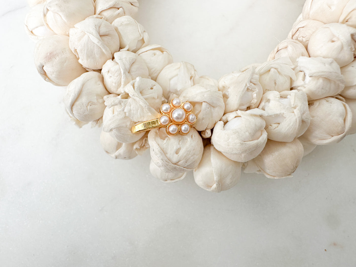 Nose Pin with Floral Design and Pearls