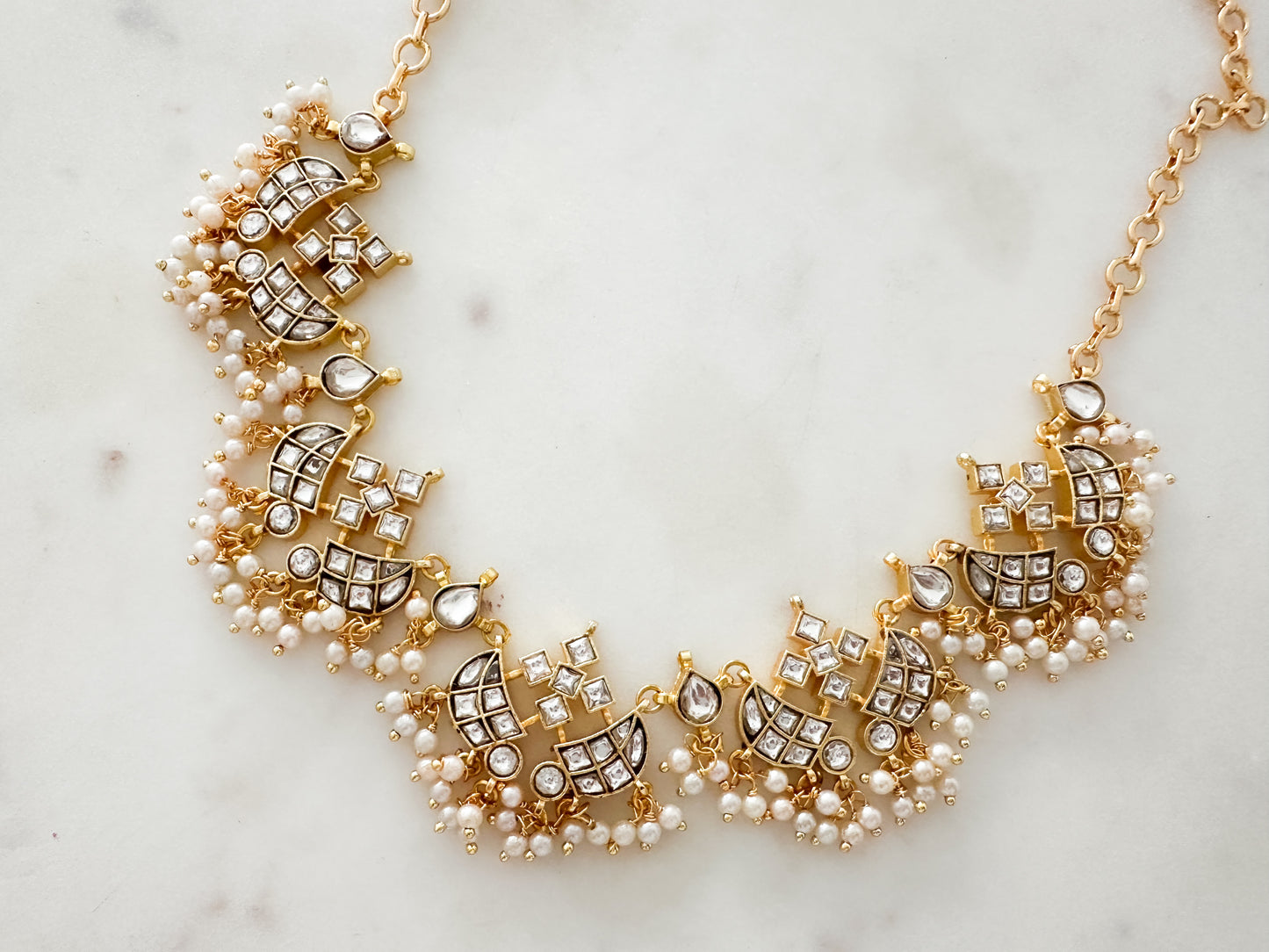 Jadau Kundan Necklace (clear stone)