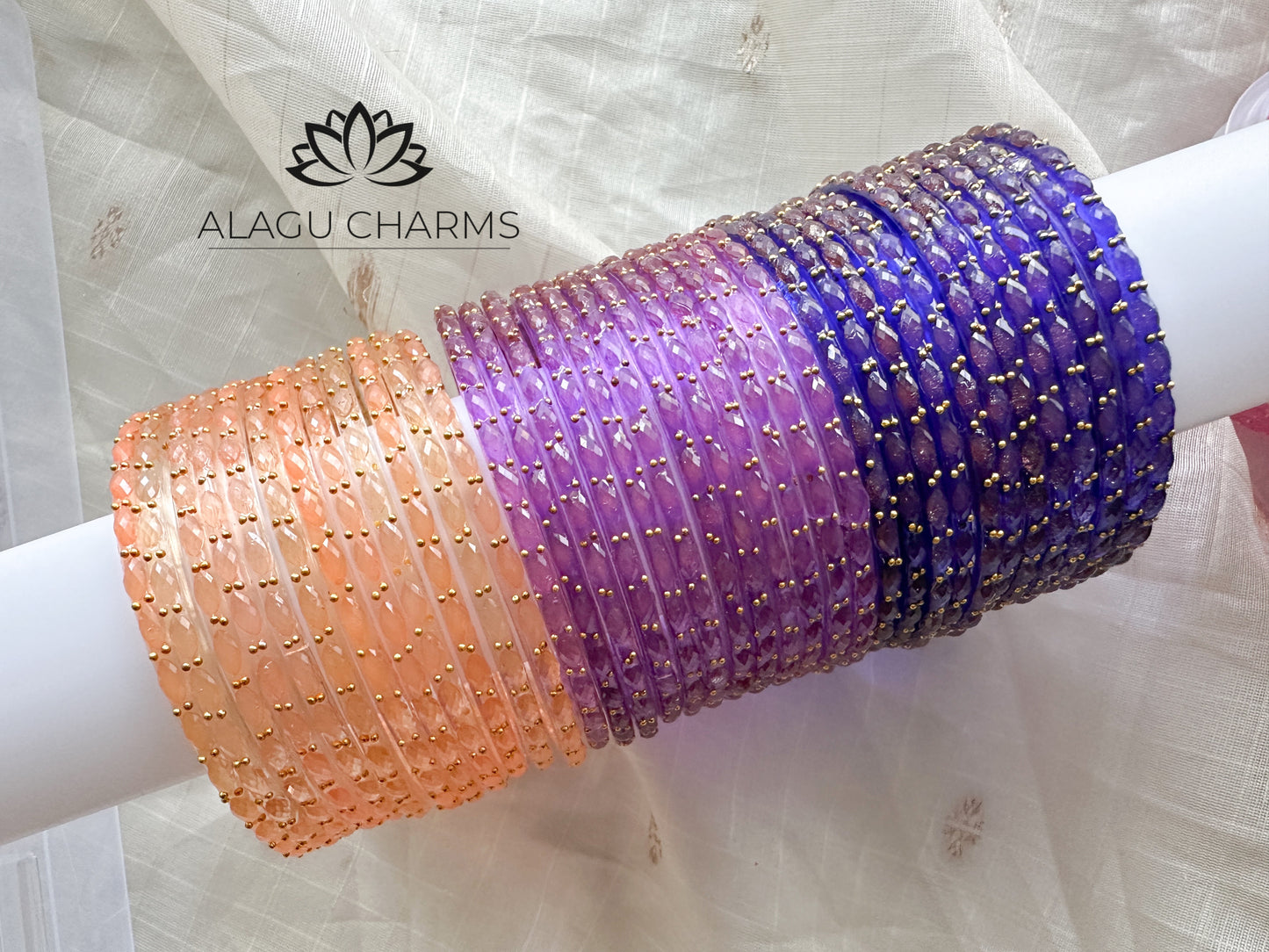 Rain Drop Glass Bangles Set (2.8)