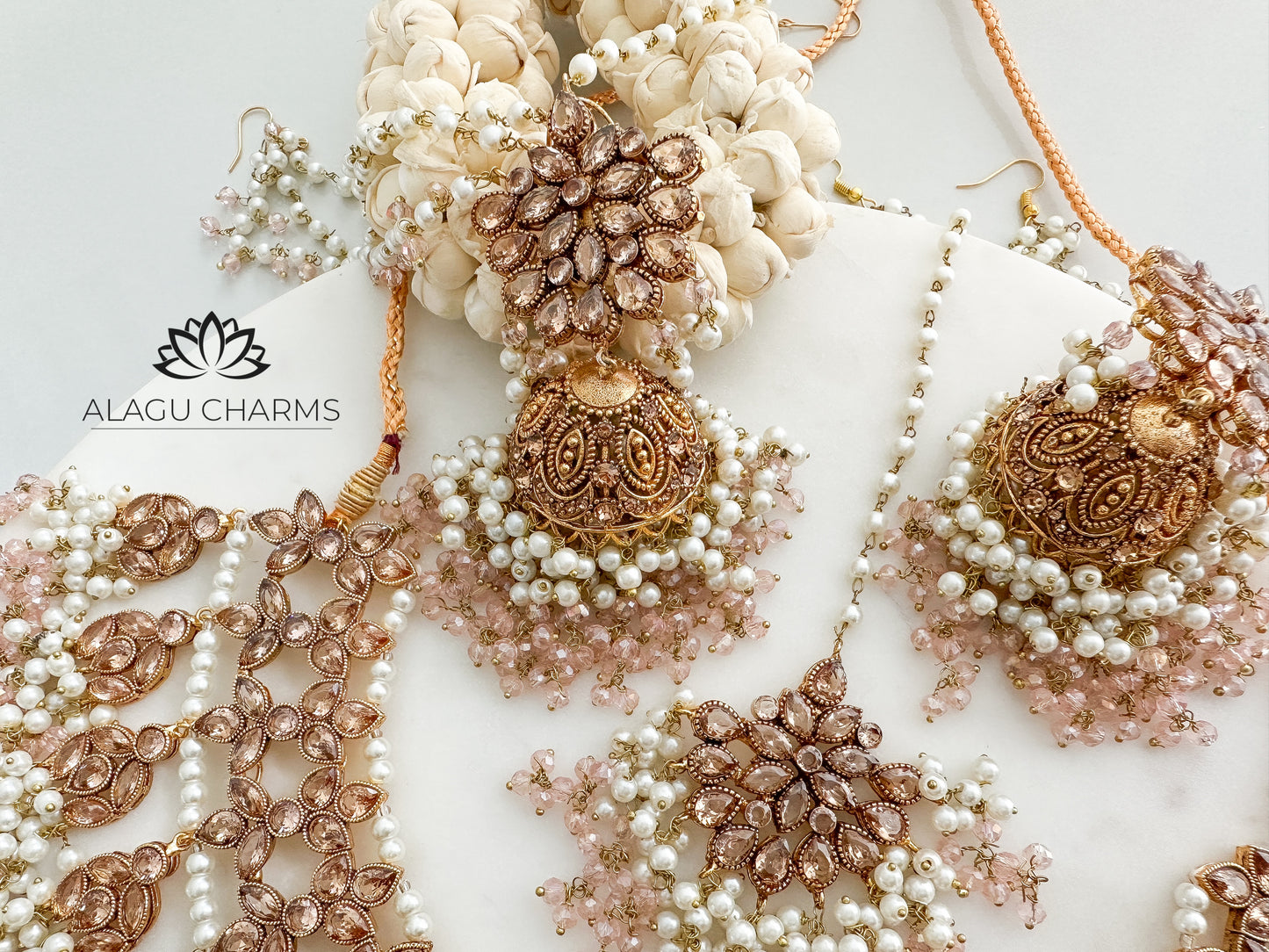 Nivi- Grand Polki Bridal Set with blush crystals