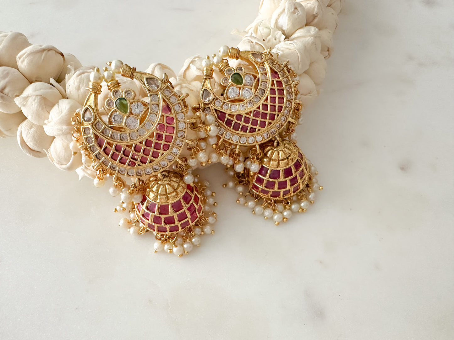 Kemp jhumka (ruby green)