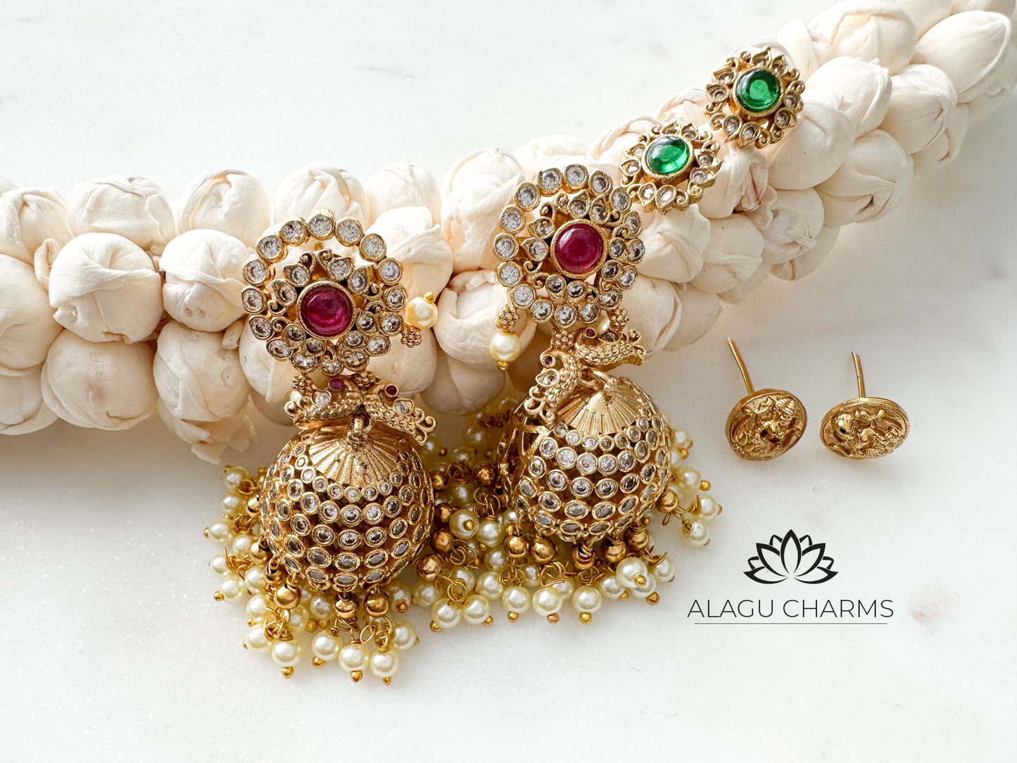 Jhumka with exchangeable stones