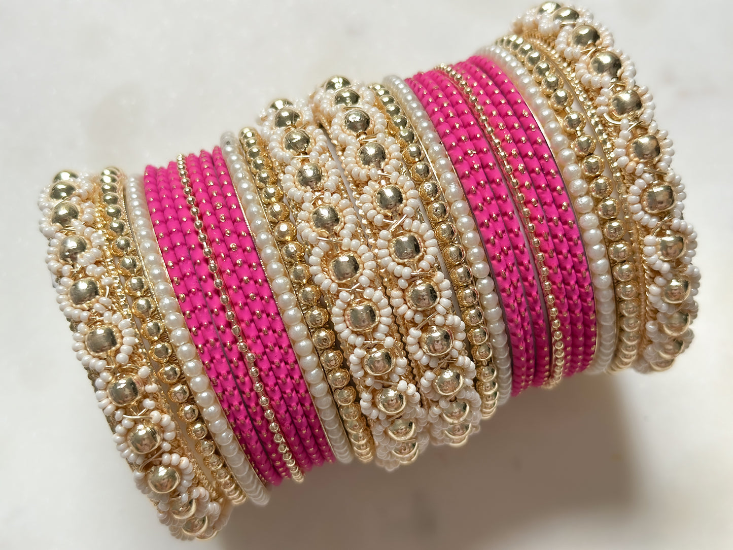 SAYANA- Statement Bangles Set for both arms (hot pink)