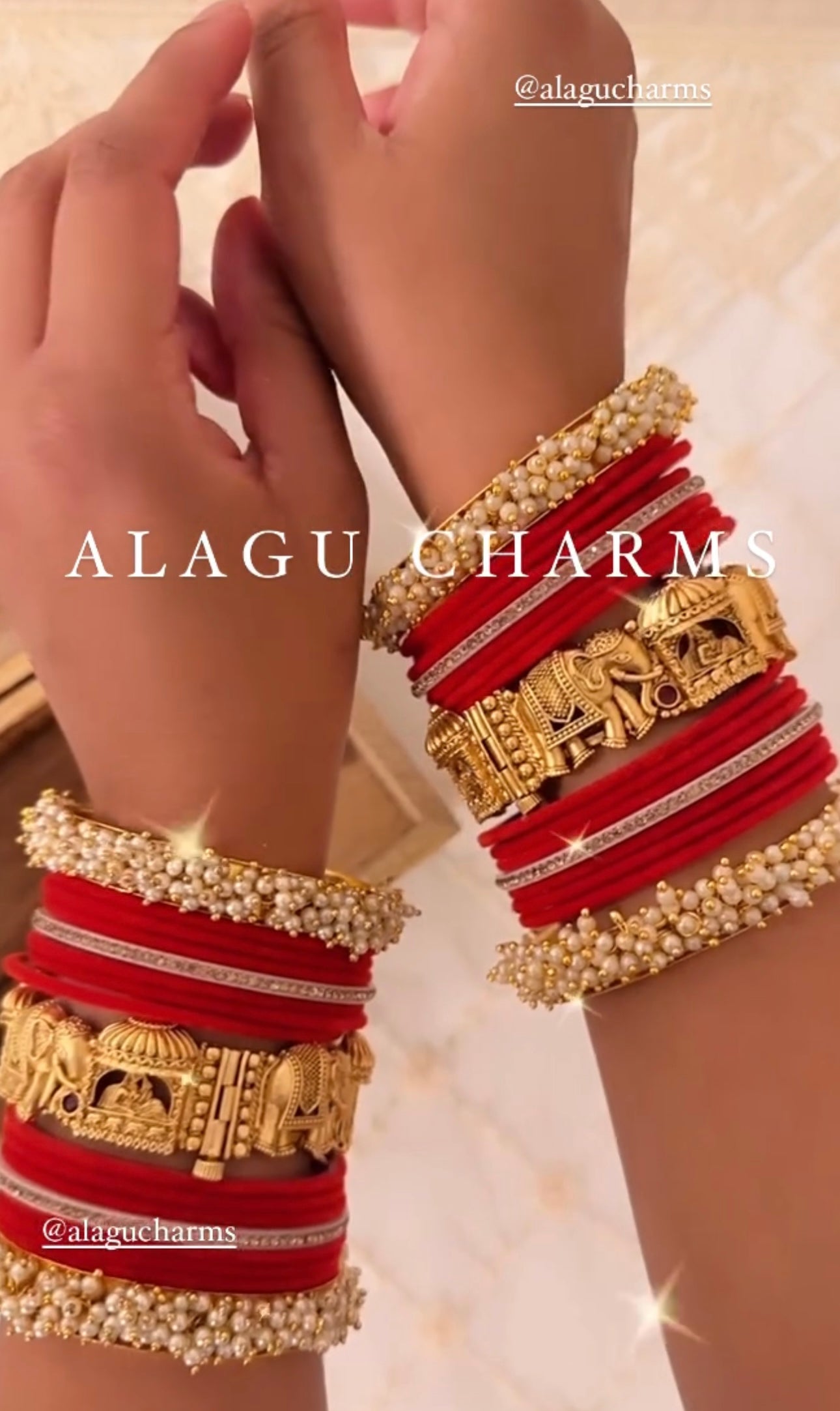 Mangalya- Traditional Wedding Bangles Set for both Arms (Red)