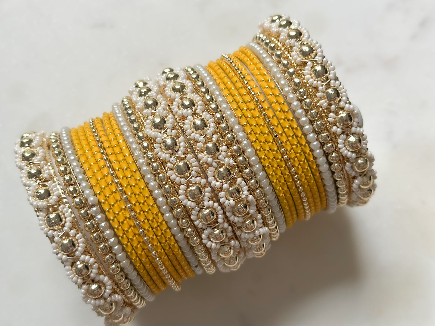 Sayana- Statement Bangles Set for both arms (Yellow)