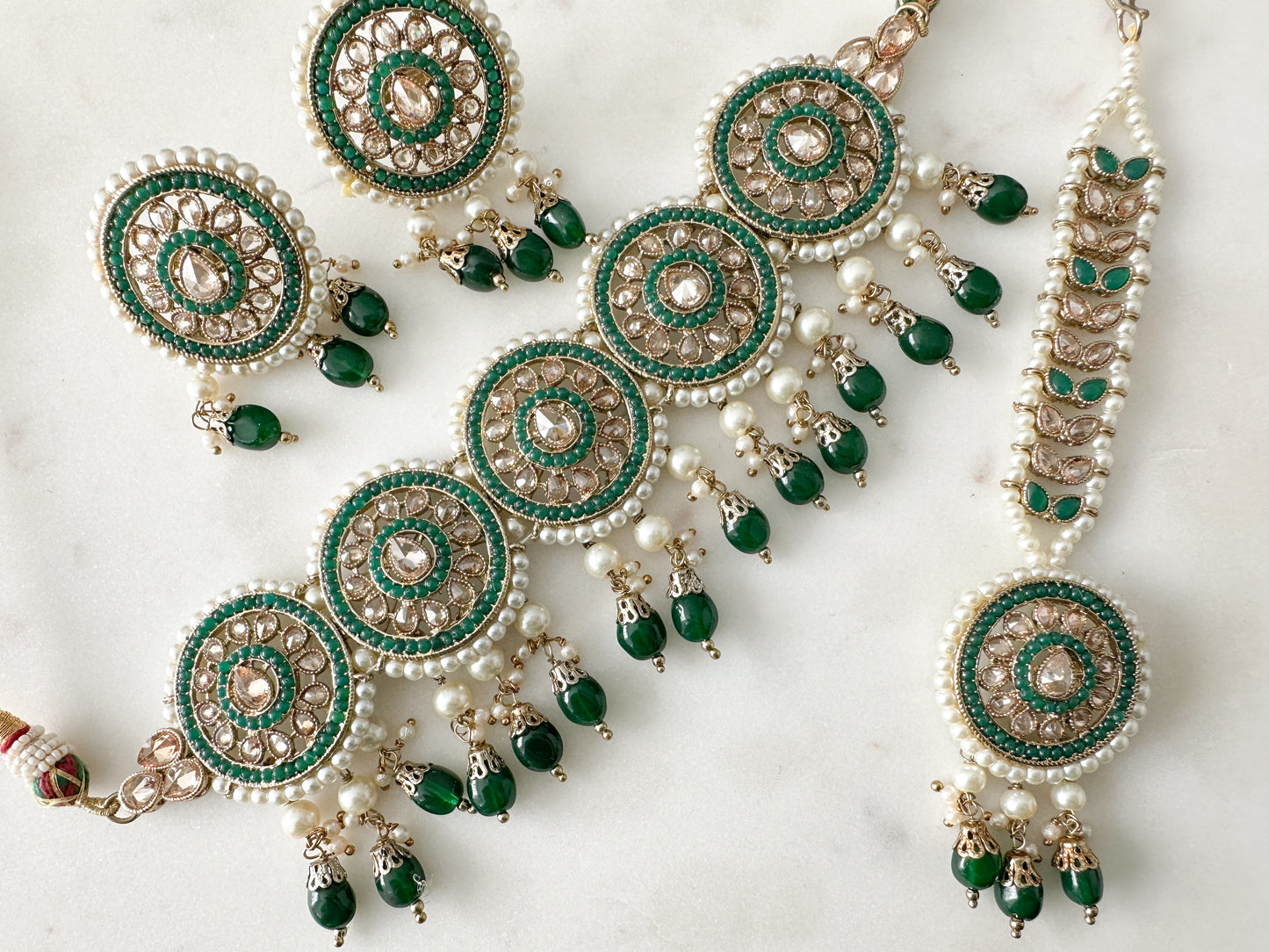 ZOHA - Polki Choker Set with Green details