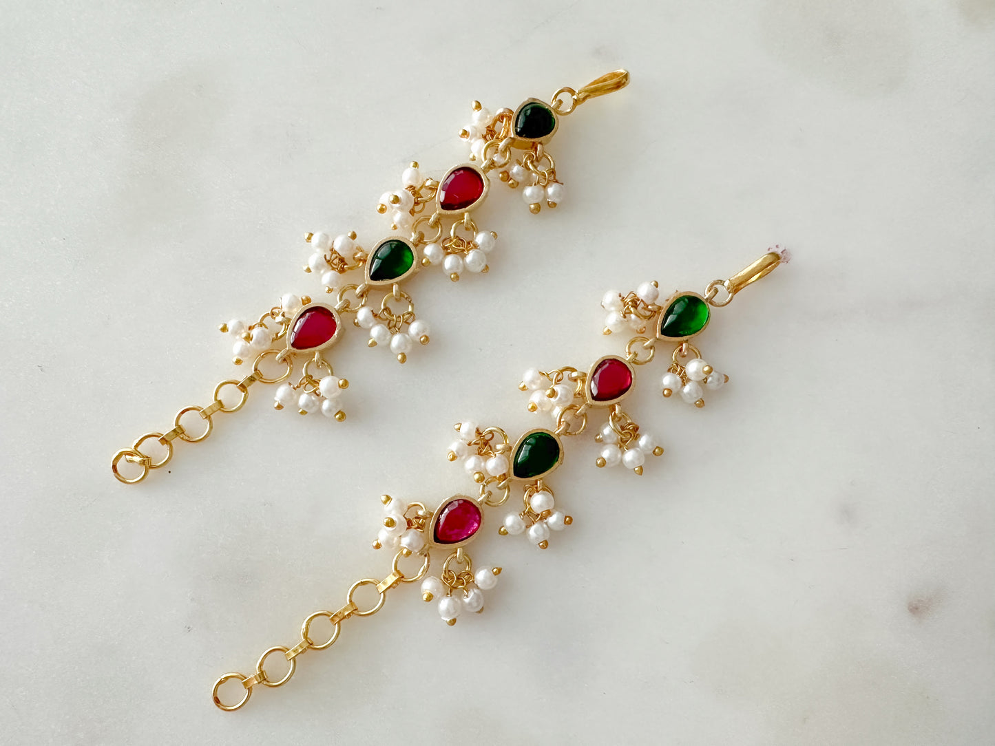 Ear Chain (Ruby Green stones)