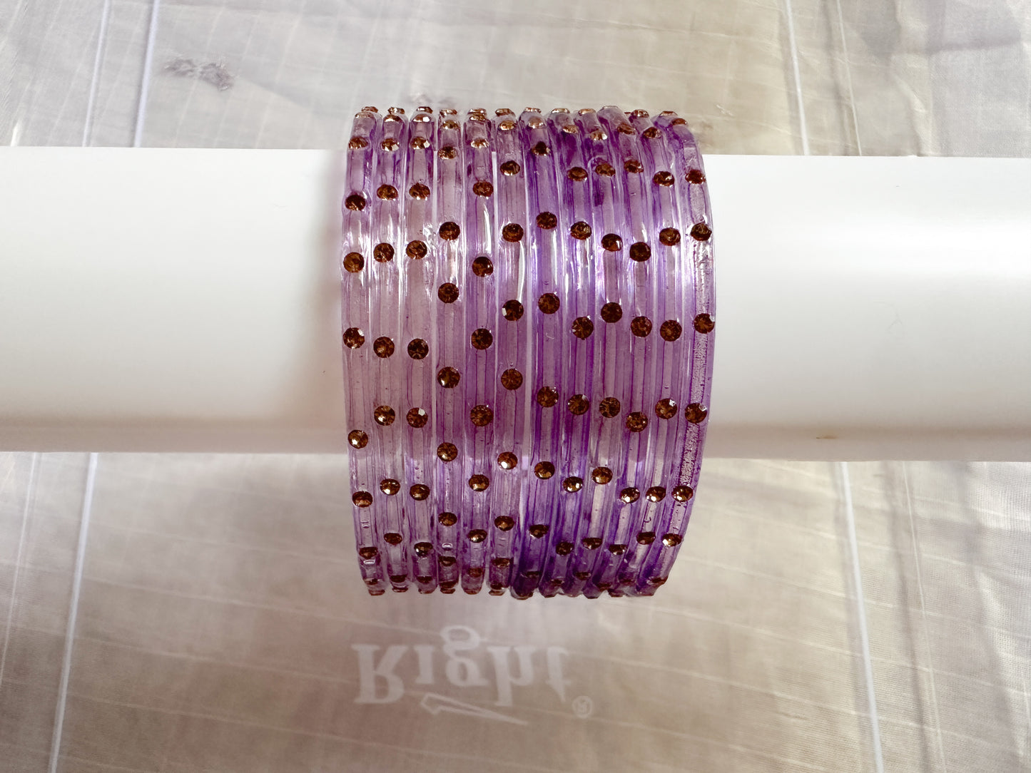 Maya - Glass Bangles with Stones (Lavendar)