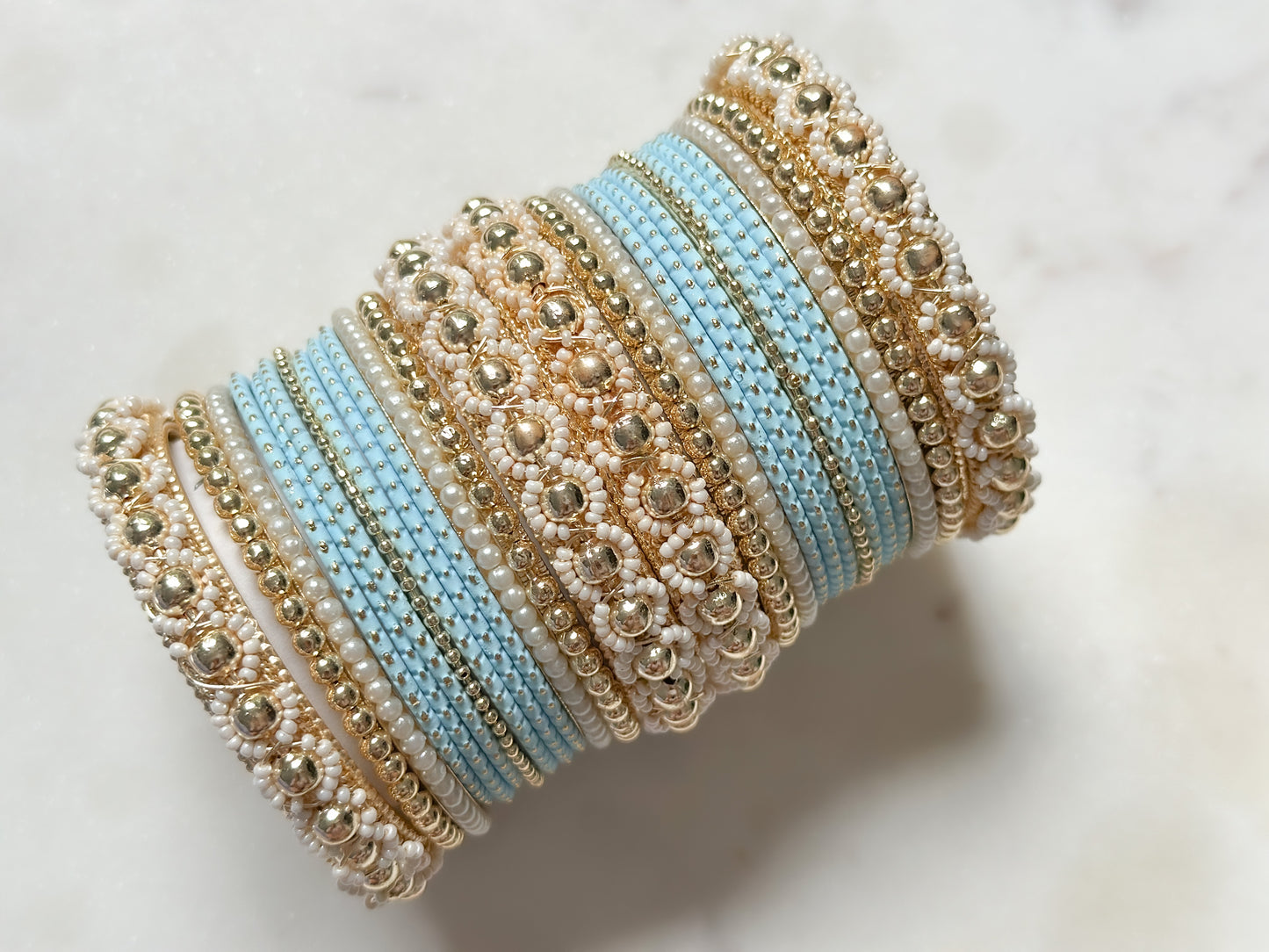 Sayana- Statement Bangles Set for both arms (light blue)