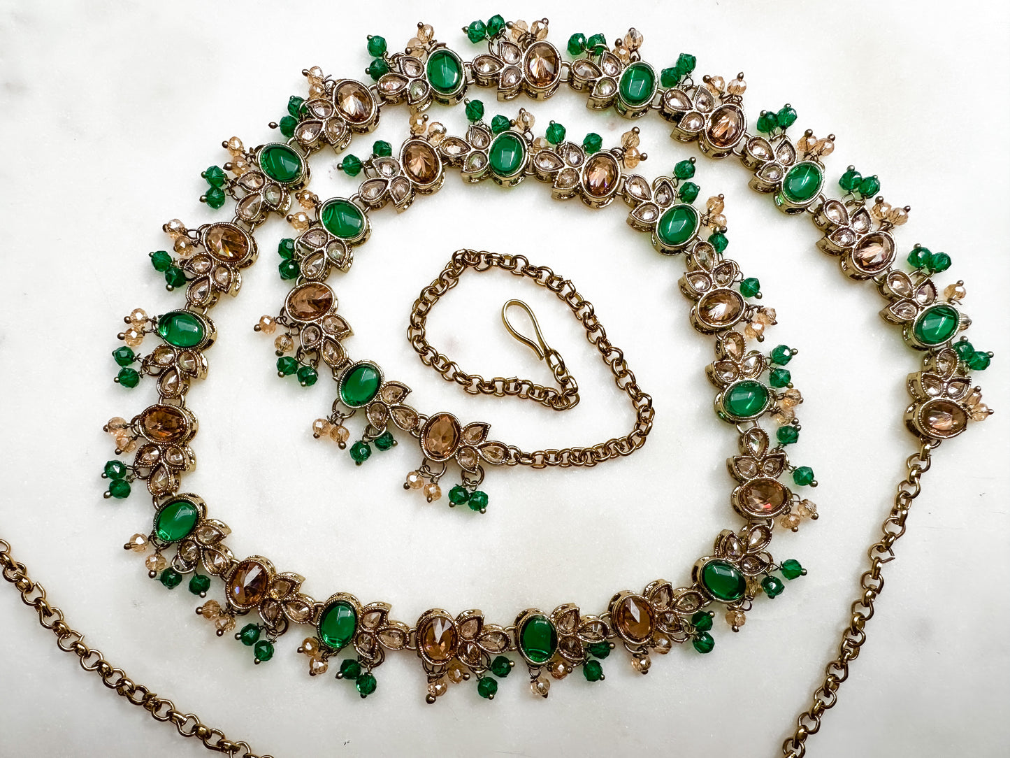 Mona- Polki Waist Chain with green details