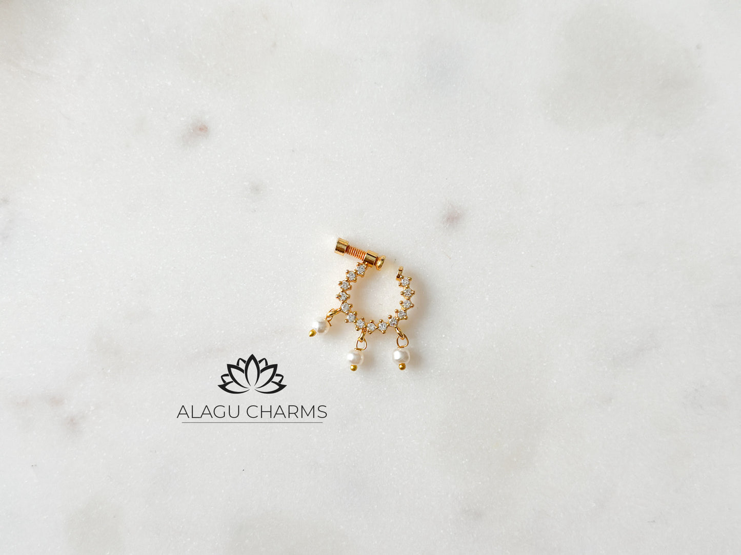 Abiramy - Nose Ring (white stones)