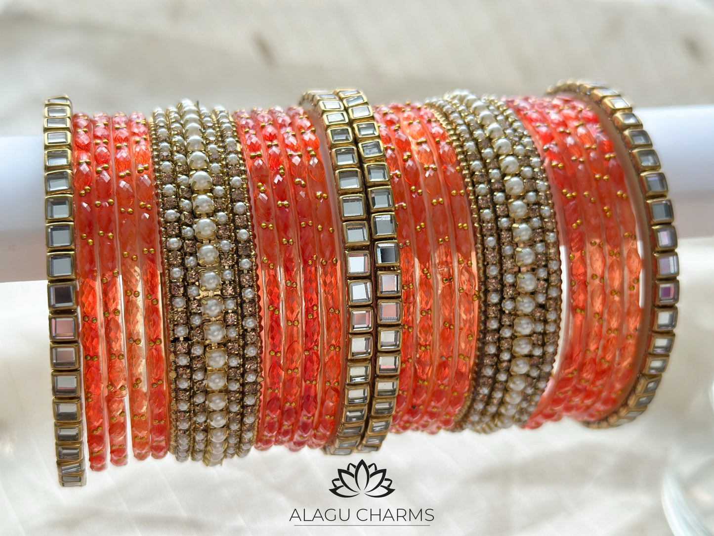 Rusty orange Glass Bangles set (size 2.6)