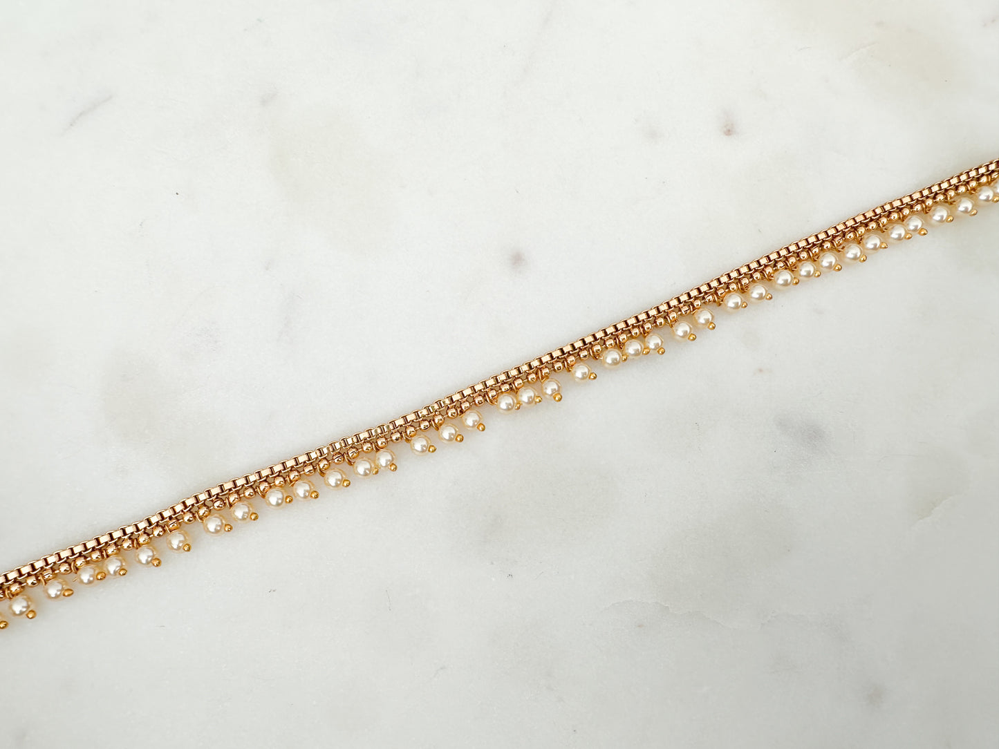 Gold Waist Chain with White Pearls