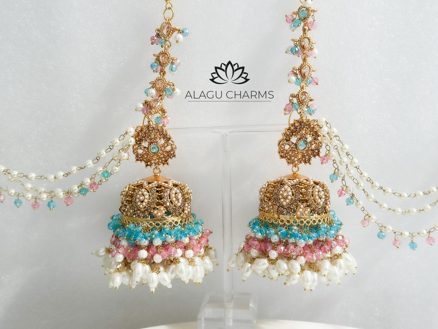 ALIYAH- exclusive necklace set (light pink & blue )