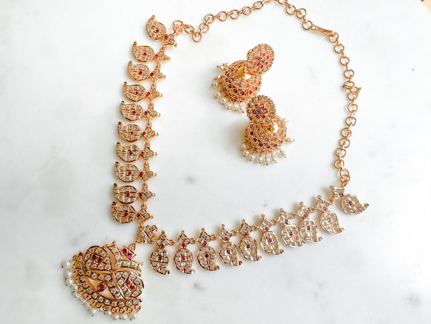 Vanuya- Mango Necklace set (Ruby white)