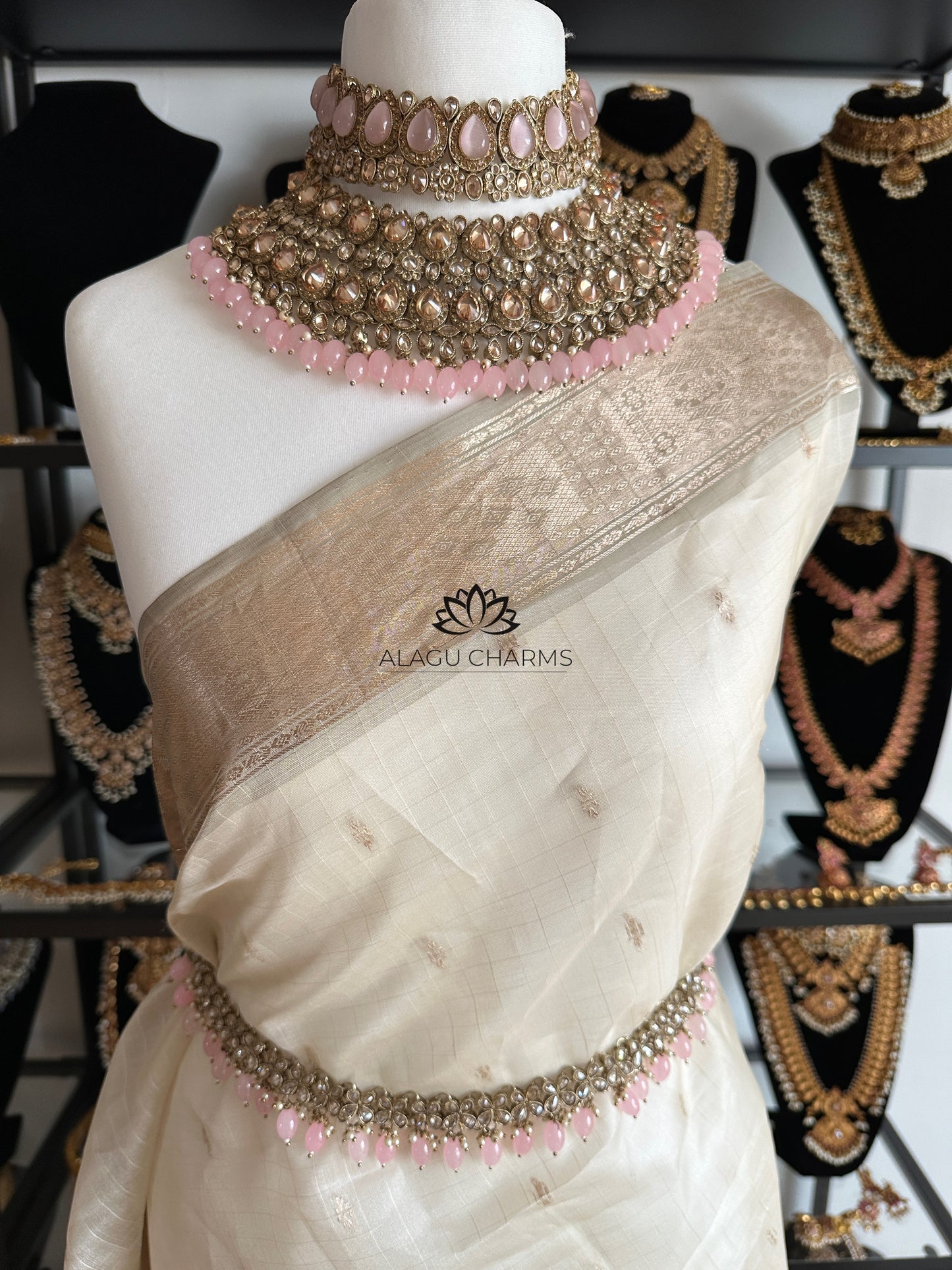 Light Pink Polki Bridal Set