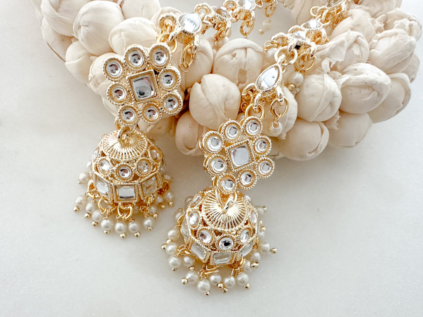 Kundan Earrings with Chain