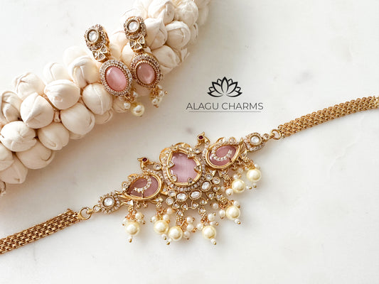 THARA- traditional choker set with light pink stones