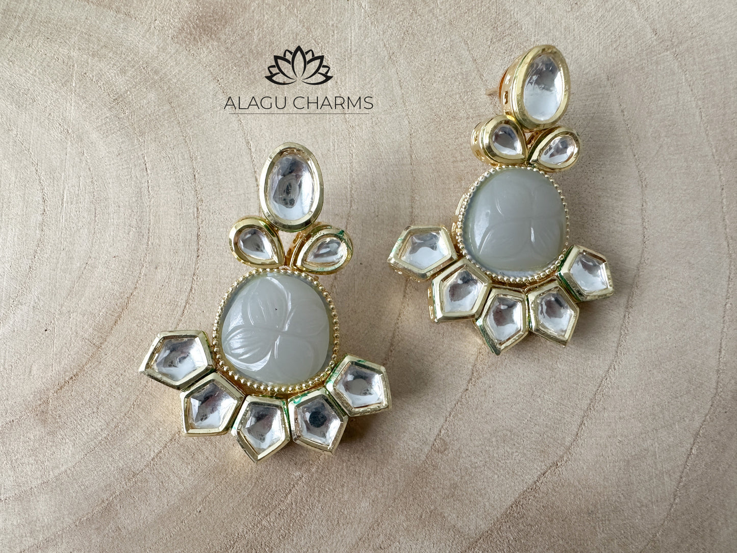 Grey Kundan Earring