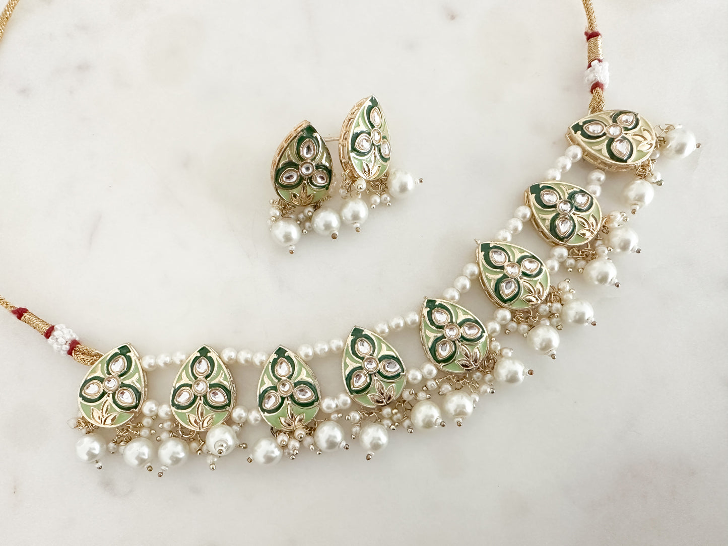 Green Meenakari set