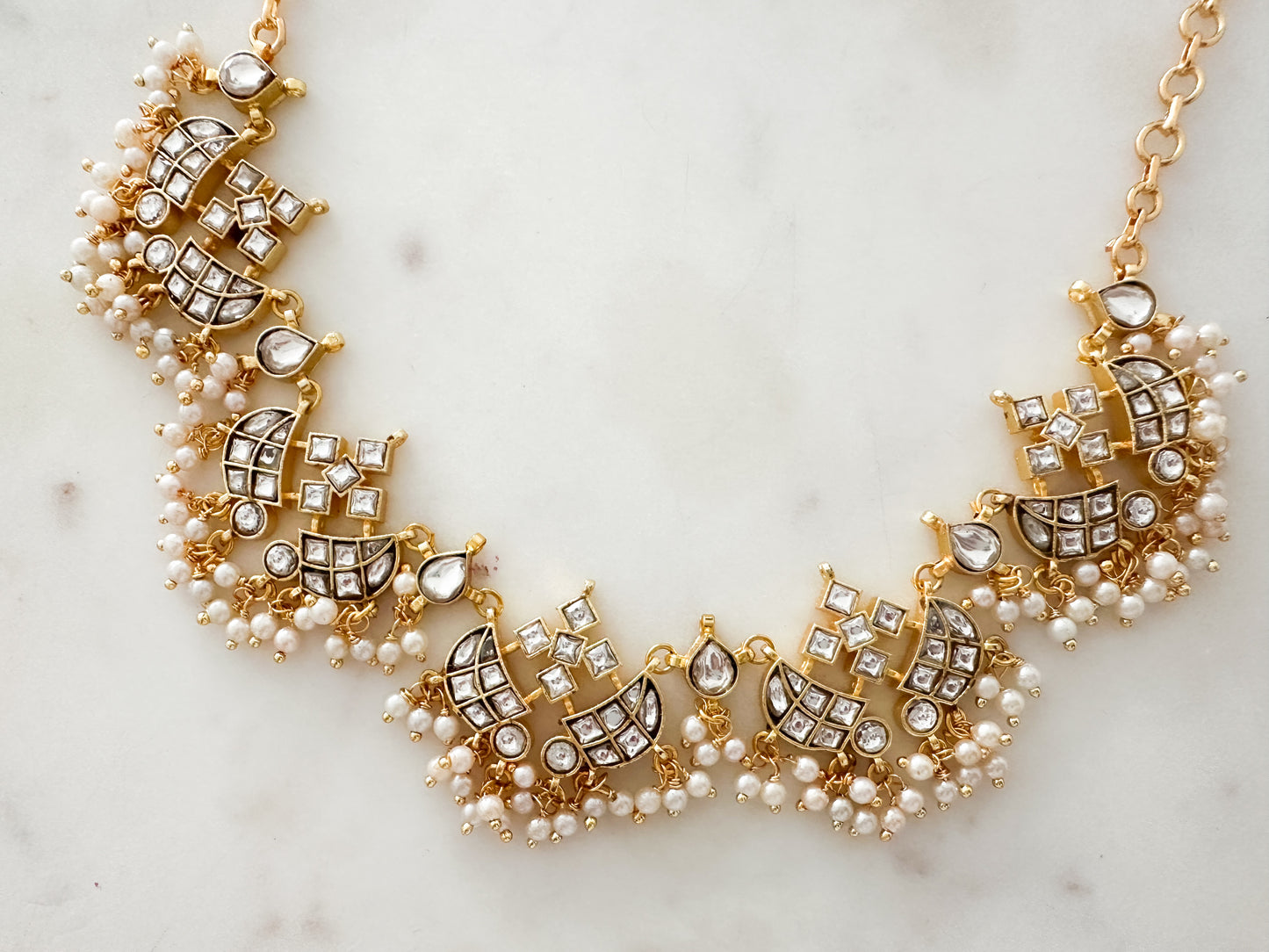 Jadau Kundan Necklace (clear stone)