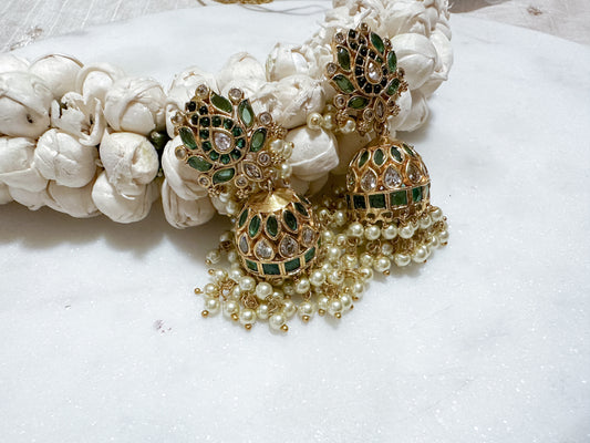 Isai- Lotus jhumka (Green)
