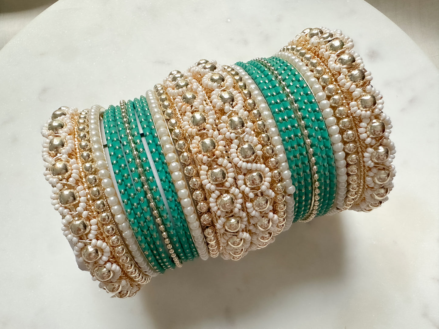 Sayana- Statement Bangles Set for both arms (sea blue)