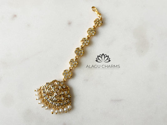 VAIDEHI- Impon tikka with pearls (clear stones)