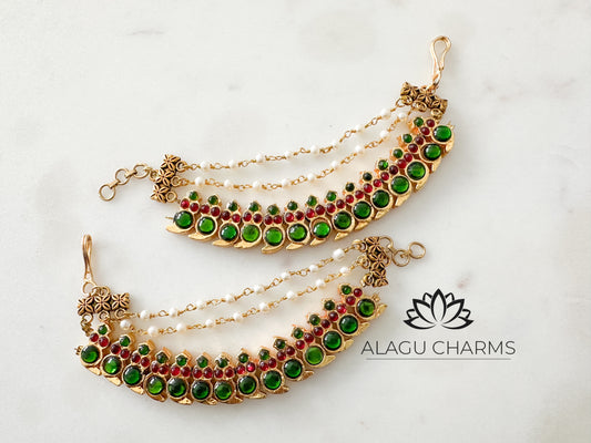 Arakku Kemp ear chain (green red)