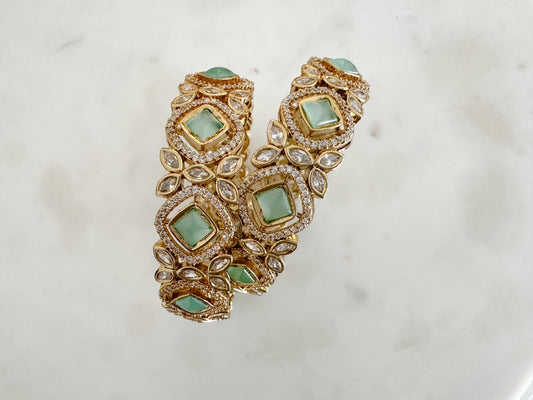 Yashna - AD Statement Bangles (pastel green)