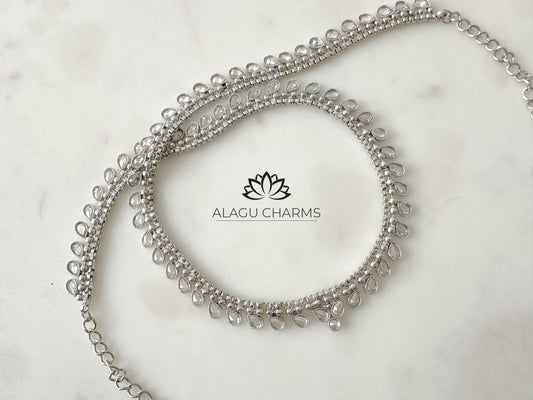 Silver Polki Waist Chain