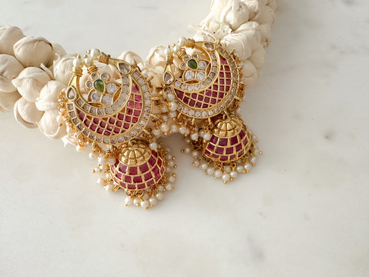 Kemp jhumka (ruby green)