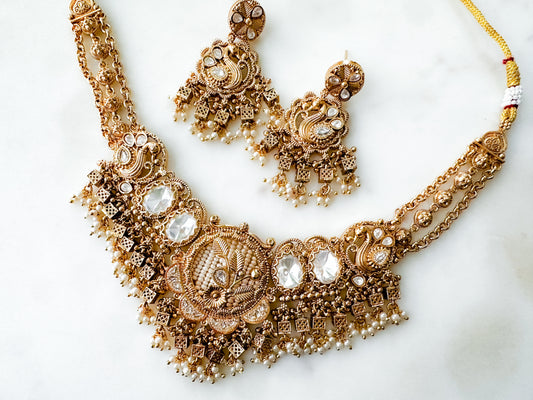 Antique Gold Statement Necklace Set