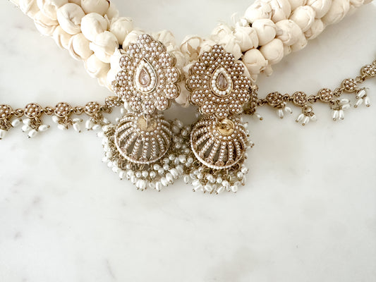 Polki Jhumka with ear chain