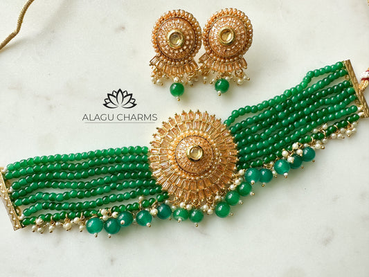 Green Beads Choker Set