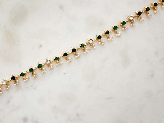 Jadau Kundan Waist chain (Green stone)