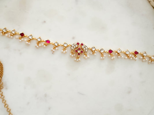 Jadau Kundan Waist chain (Ruby stone)