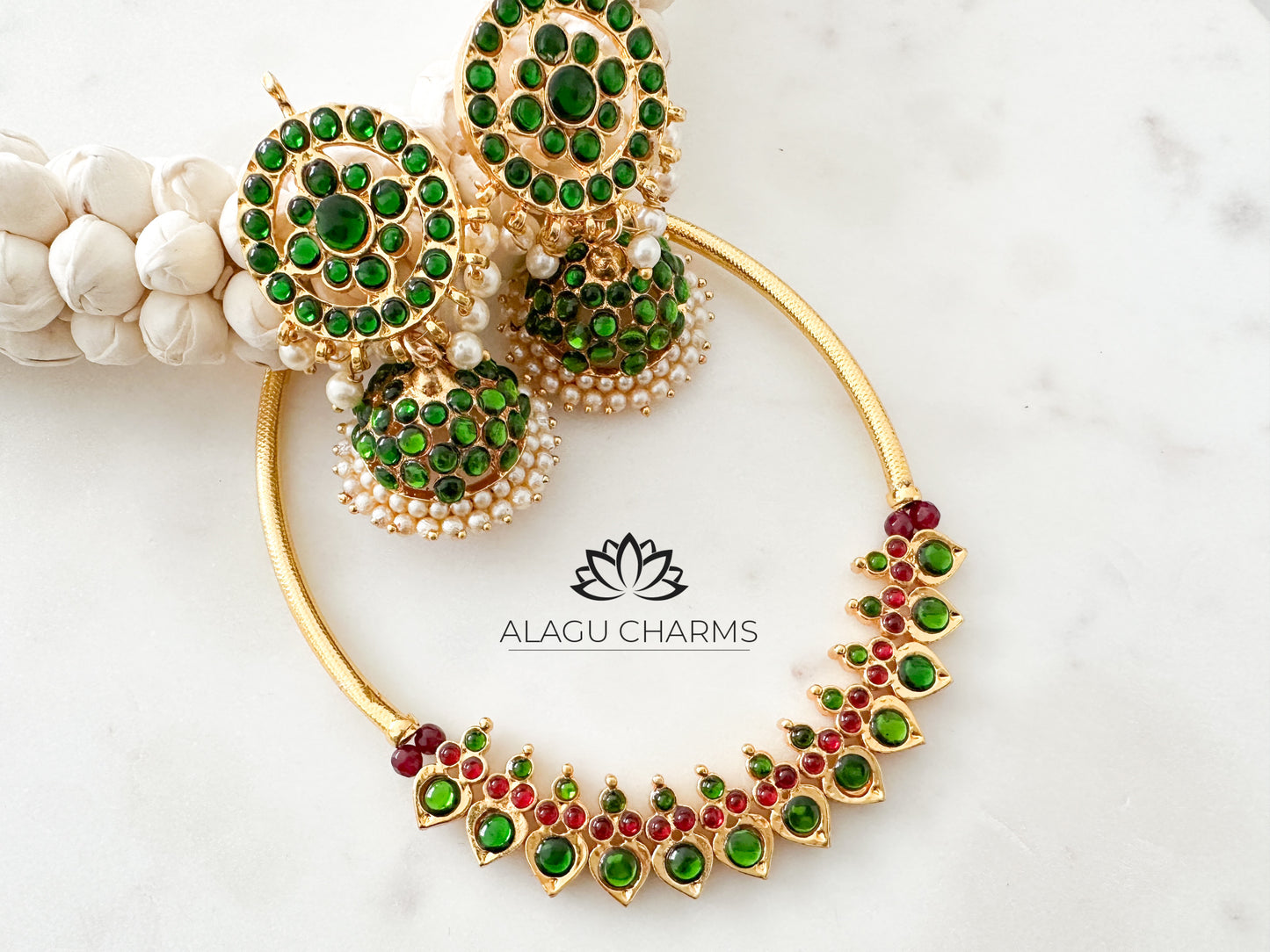 Arakku Kemp Necklace Set (green red)