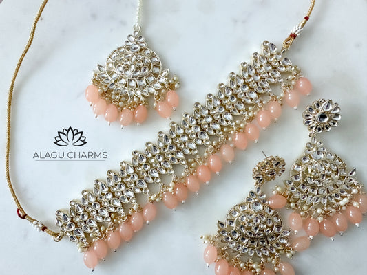 Kundan Choker Set with peach beads