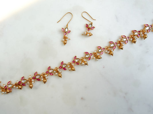 Lotus Choker Set (ruby white)