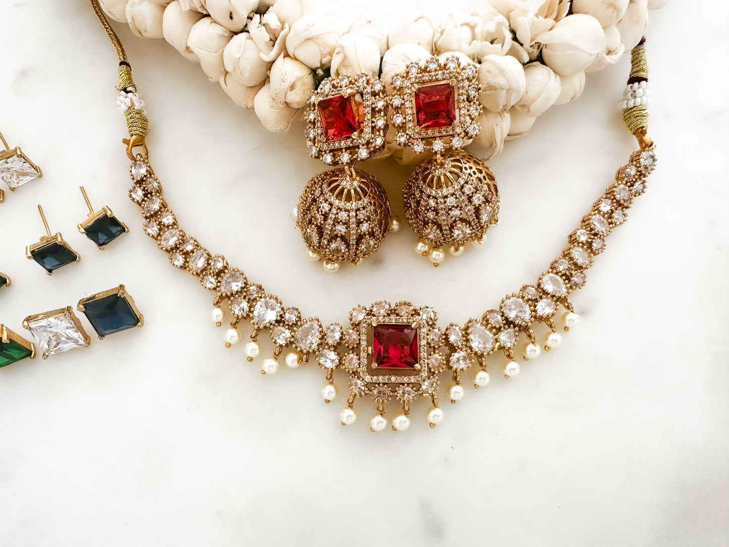 Neya- AD Necklace Set with exchangeable stones