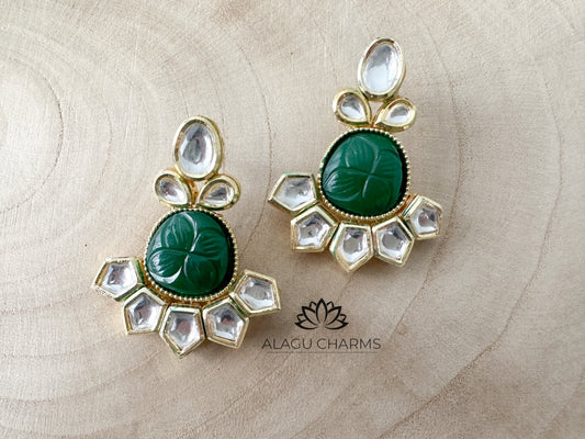 Green Kundan Earrings