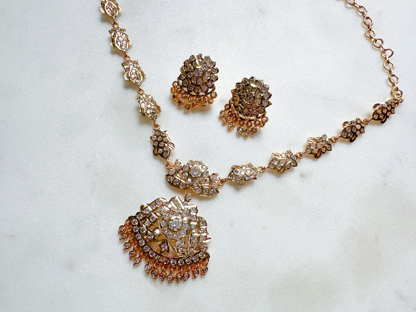 Impon Necklace Set (clear stone)