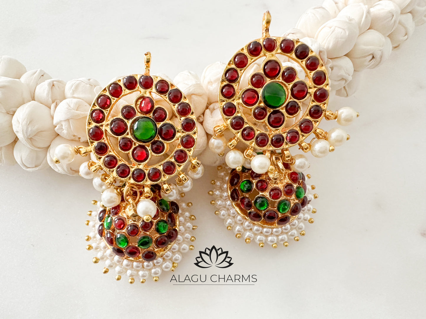 Arakku Kemp Jhumka (red green)