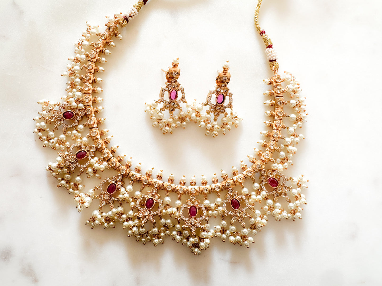 Abirnathy- Lotus Guttapusalu Necklace Set