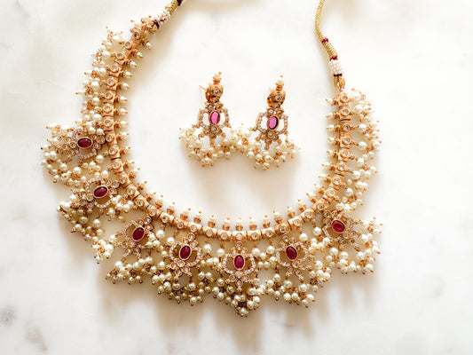 Abirnathy- Lotus Guttapusalu Necklace Set