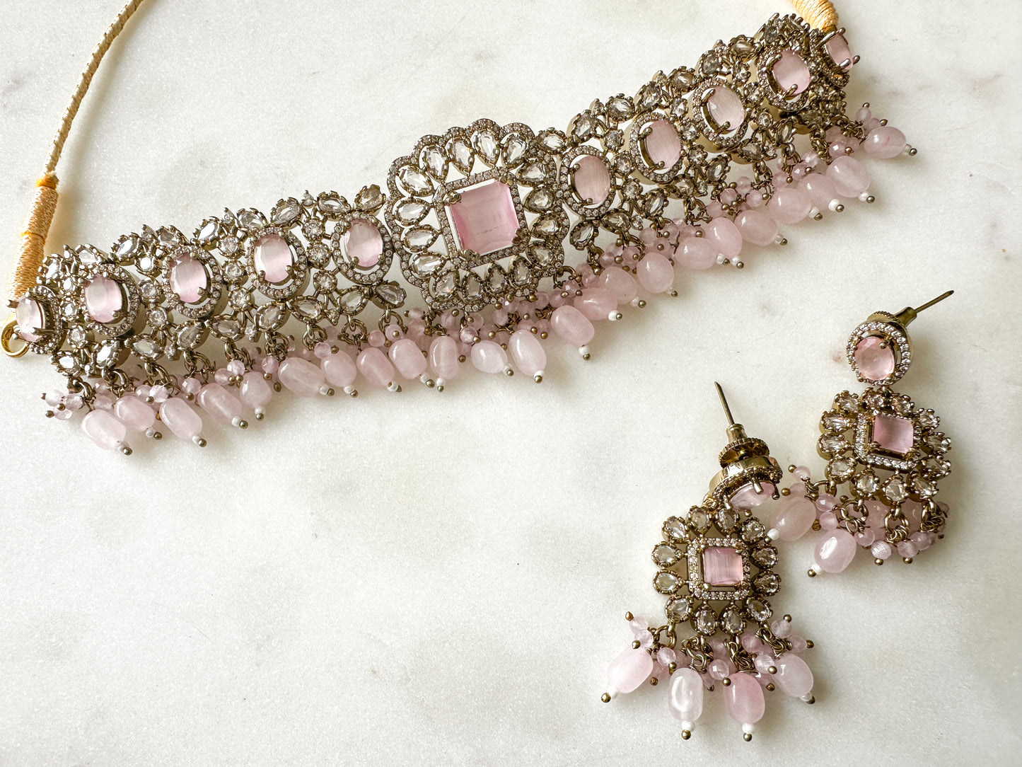 Yashna- AD Choker Set (light pink)