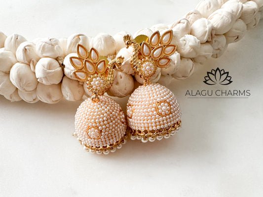 Pearl jhumka with peacock design